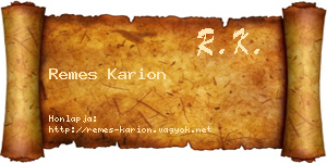 Remes Karion névjegykártya